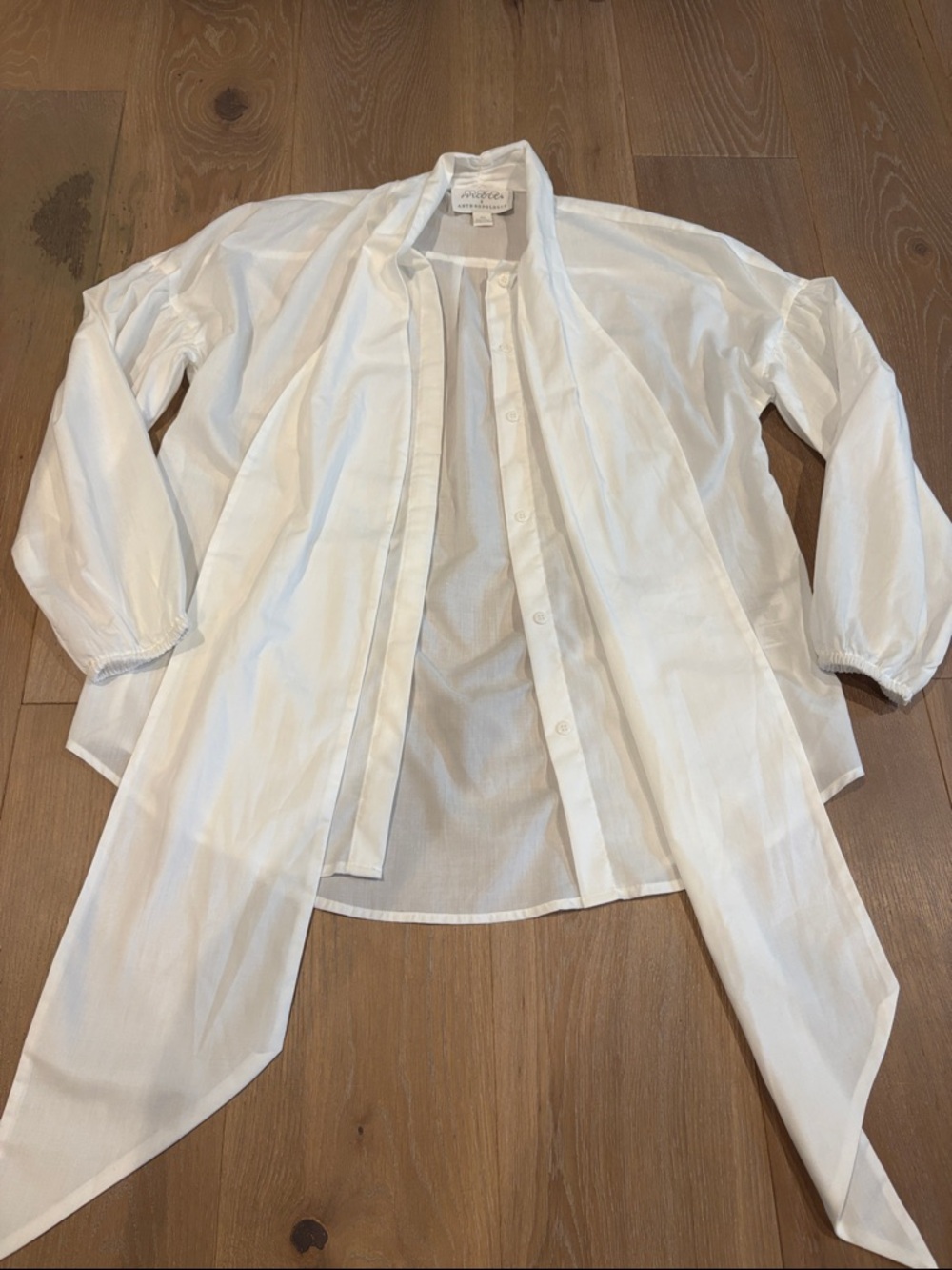Mare X Anthropologie Size XS White Sheer Button-Up Blouse.